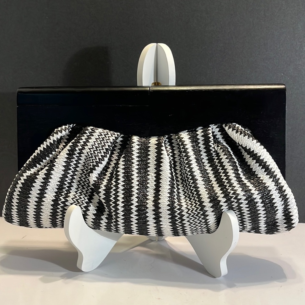Nine West chic clutch with wooden handle